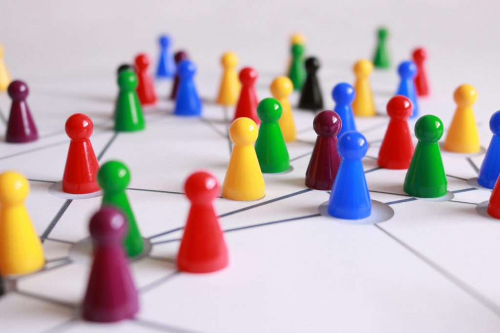 Game pieces on connecting lines