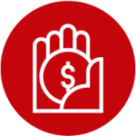 Hand receiving money icon